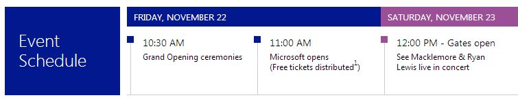 Microsoft Store Calendar Events